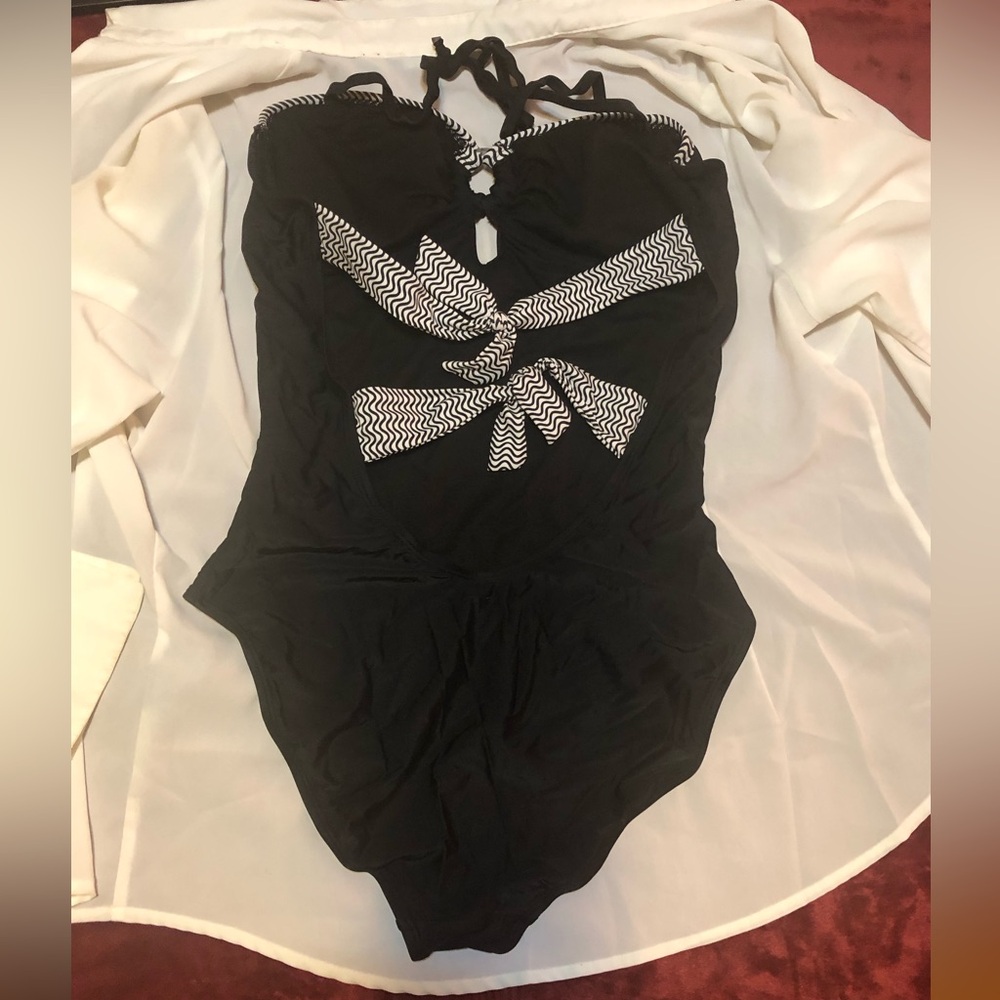 U.S. Polo Assn. Black One-Piece Swimsuit - Picture 5 of 6
